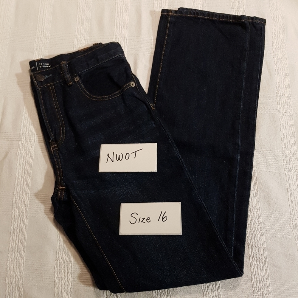 Gap boys size 16 slim original jeans dark blue, NWOT